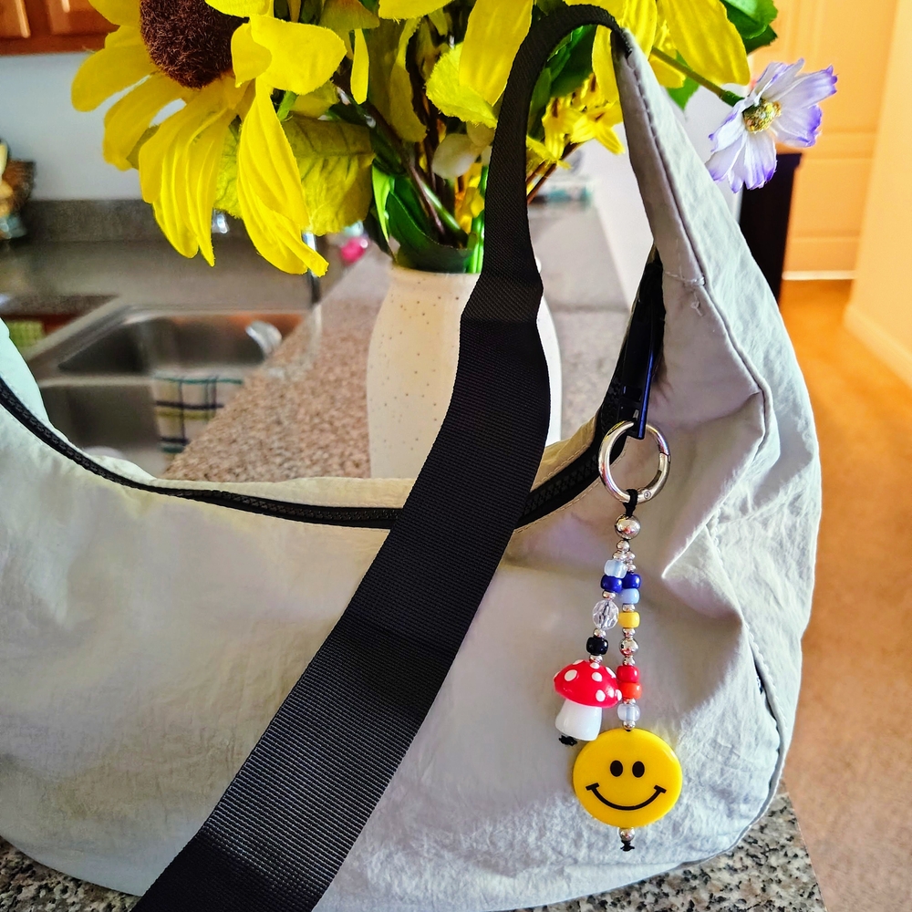 Gray Shoulder Bag with Charm